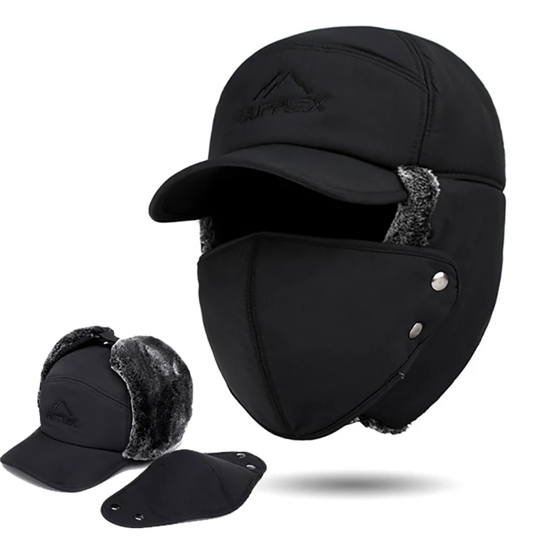 Winter Faux Fur Earflap Hat Men Women Ski Thermal