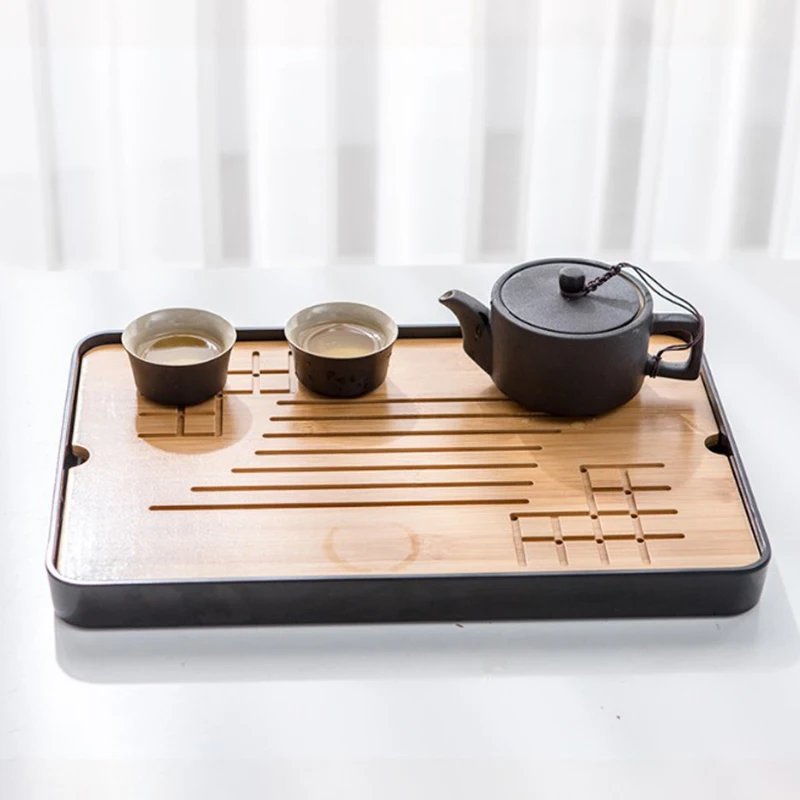 Бамбуковые чайные лотки кунг-фу, аксессуары для чая, настольный поднос для чая с стоком, китайский поднос для подачи чая, набор