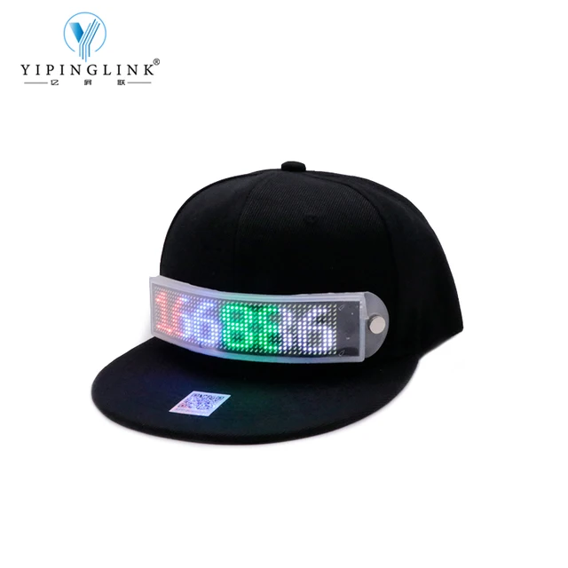 Bluetooth External LED Flashing Cap Advertising Bigger Size Removable LED Screen 12*48 Dots Hip Hop Golf LED Hat for Men Women