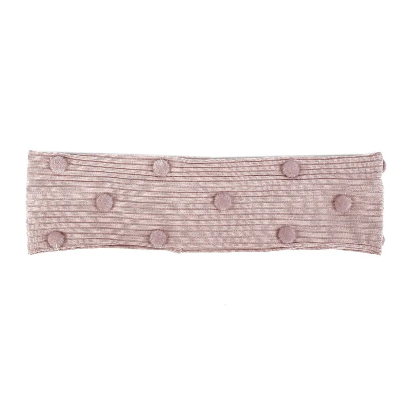 Geebro милая маленькая помпон повязка на голову для зимы и осени ребристая повязка на волосы "тюрбан" милые женские волосы подарок на день рождения Аксессуары - Цвет: pink pink
