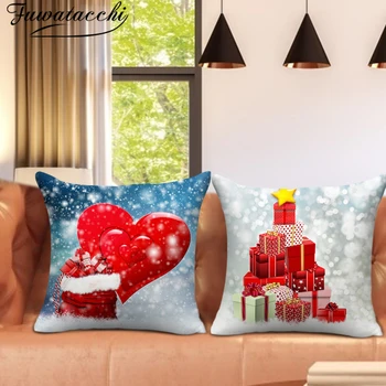 

Fuwatacchi Winter Snowflake Cushion Cover Holiday Gift Printed Pillow Covers for Home Sofa Decor Pillowcases Funda Cojin 45x45cm