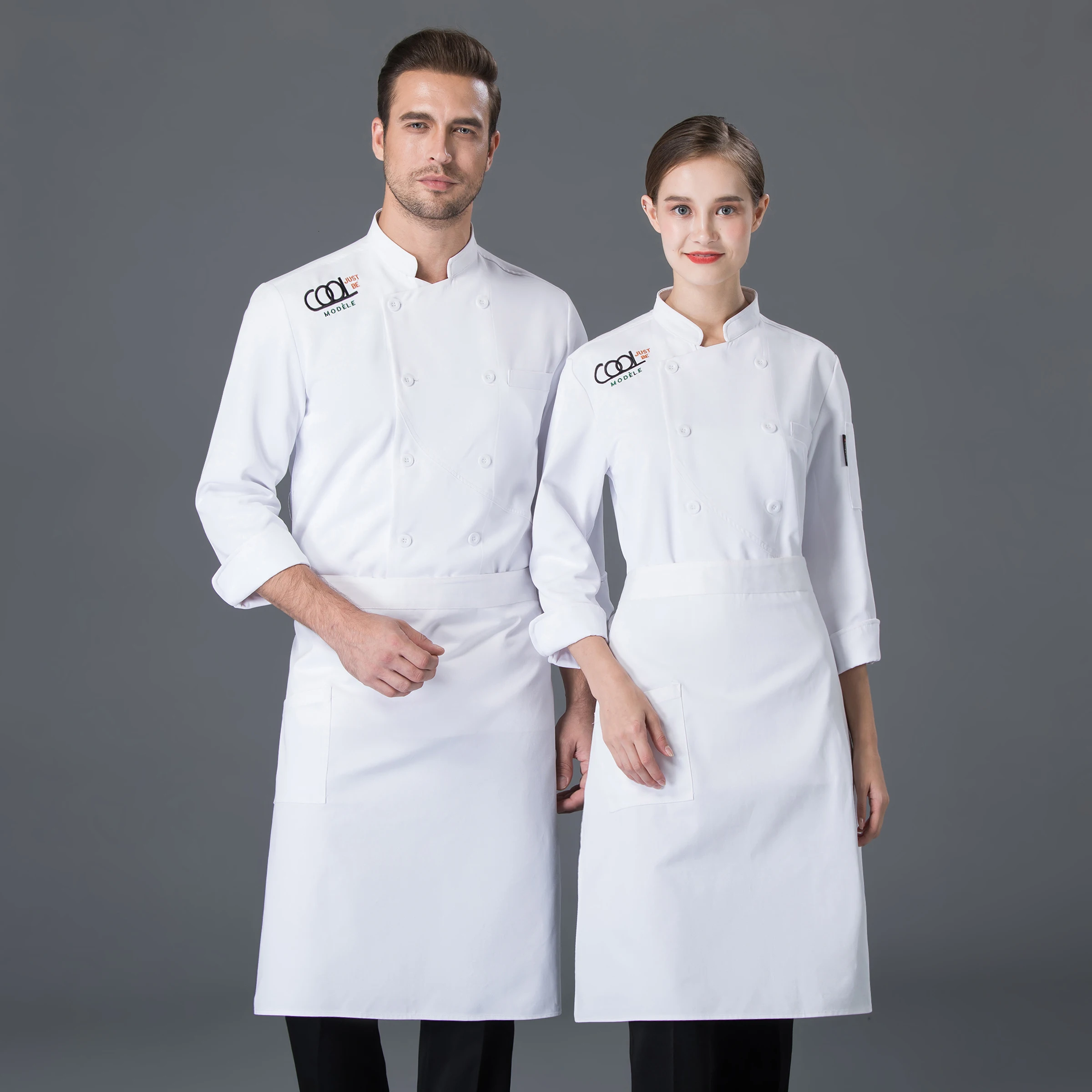 Двубортный длинный рукав шеф куртка официанта униформа для мужчин и женщин еда для вызова обслуживания в отелях хлебобулочные парикмахерские питание Спецодежда повара