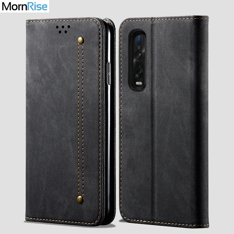 Denim Leather Wallet Cases For OPPO find X2 pro Case Magnetic Book Closure Flip Cover Card Holder Fundas | Мобильные телефоны и