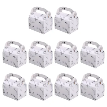 

10pcs Marbling Cake Roll Packaging Box Portable Swiss Roll Containers Dessert Holder Party Favors (Short)