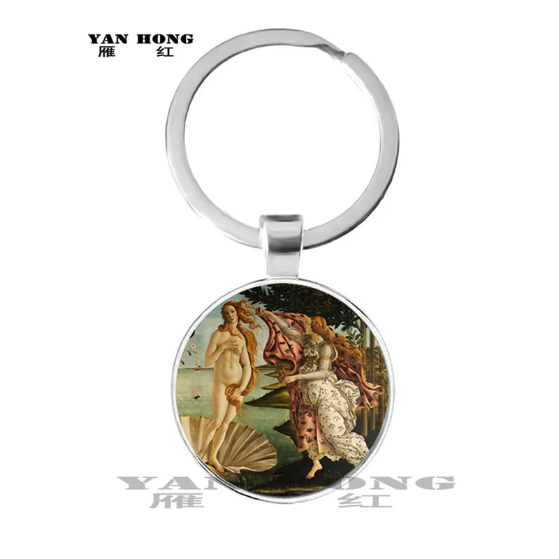 

2019，One of the most famous works of art, Mona Lisa / Keith / Girl's Glass Pendant Jewellery discovery, key chain