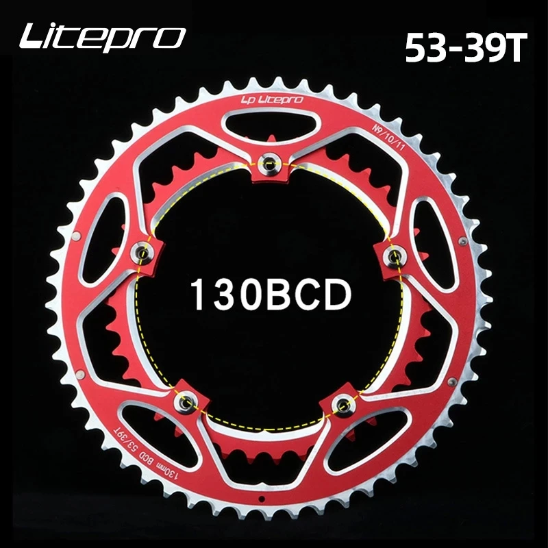 Litepro 130BCD 53t -39t Bicycle Chainring Double Round Aluminum Alloy Dual Chain Ring for Road / Folding Bike 9 10 11 speeds | Спорт и