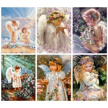 

Huacan 5d Diamond Painting Angel Handmade Gift Mosaic Portrait Embroidery Kids Home Decoration Diamond Art
