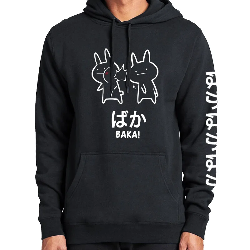 Baka Rabbit Slap толстовки японского аниме забавные милые толстые толстовки высокого качества черный японский свитер пуловер