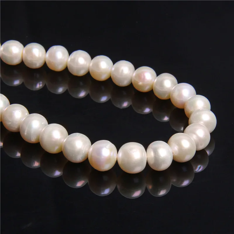 9-10x10-12mm Freshwater Cultured Pearl Potato Egg Rice Beads Free Shipping 15" 