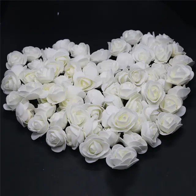 Mini Roses en mousse PE blanche, 50 pièces 100 pièces 200 pièces, fausses  fleurs, décoration de mariage faite à la main, bon marché | AliExpress