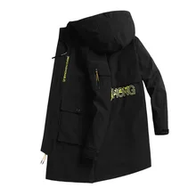 Длинная мужская куртка Осенняя ветровка с капюшоном с принтом бомбер уличная свободная дышащая хип-хоп пальто плюс размер M-8XL; YA082