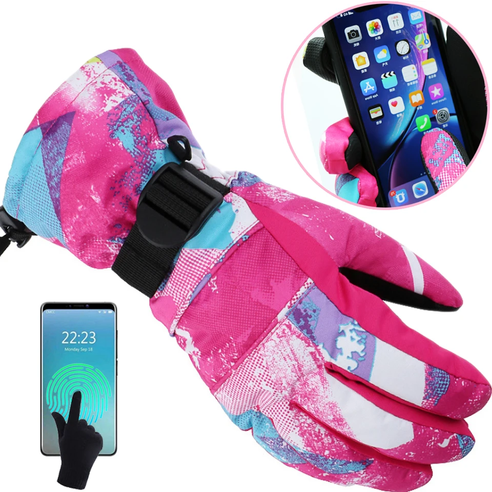 Сверхлегкие лыжные перчатки с сенсорным экраном для мужчин, женщин, детей, водонепроницаемые, для сноуборда, зимы, снега, теплые, для мотоцикла, снегохода, верховой езды, кемпинга