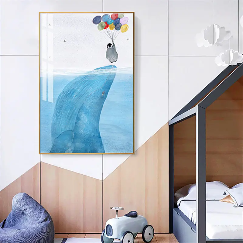 Cute-Cartoon-Fish-Picture-Home-Decor-Nordic-Canvas-Art-Painting-Wall-Art-Print-Whale-Shark-Dolphin (4)