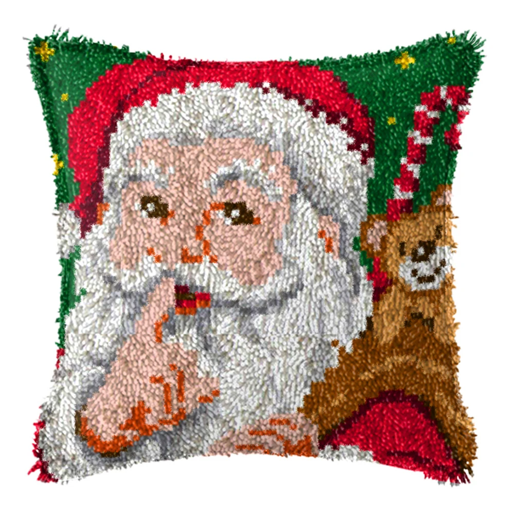 Gift Christmas Embroidery Pillow Latch Hook Rug Kits Button Package Rug