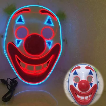 

LED Light PVC Halloween Masks Joker Mask Horror spoof funny Halloween Clown Cosplay Props LED Light Up Party Mask