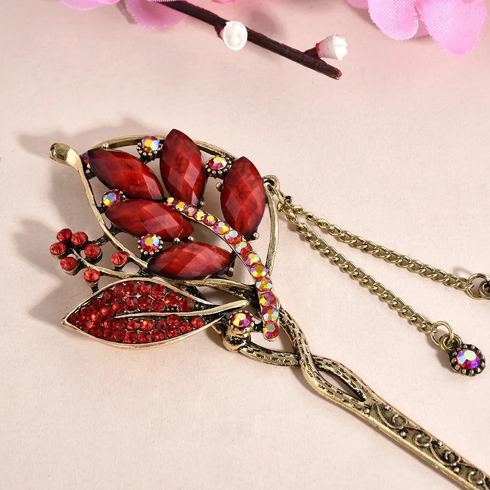 China Classical Style Flower Leaves Hairpins Crystal Rhinestone Tassel Hair Sticks Silver Hair Combs Wedding Hair 1 China Classical Style Flower Leaves Hairpins Crystal Rhinestone Tassel Hair Sticks Silver Hair Combs Wedding Hair 2
