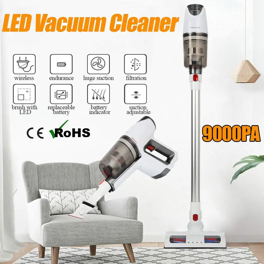 

2 in 1 Cordless Rechargeable Electric Mopping Handheld Wireless Home Aspirator Car Vacuum Cleaner Led Floor Mop With Soft Brush
