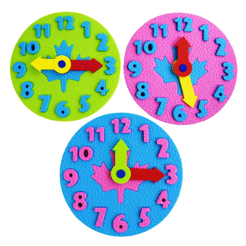 1 Piece Kids DIY Eva Clock Learning Education Toys Fun Jigsaw Puzzle Game for Children 3-6 Years Old