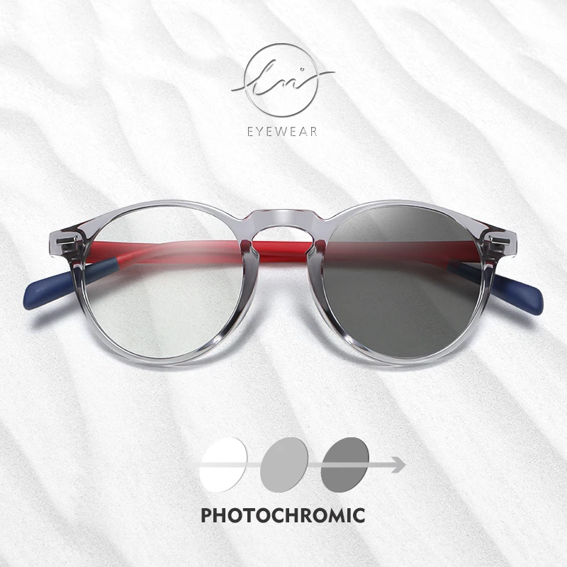 

LM New Photochromic Computer glasses Anti Blue Light Glasses Men Gaming Round Blocking Blue Ray Classic TR90 Women Protection