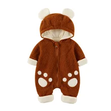 Barboteuse en velours pour bébé, vêtement de sortie, une pièce, pour nouveau né, automne et hiver 