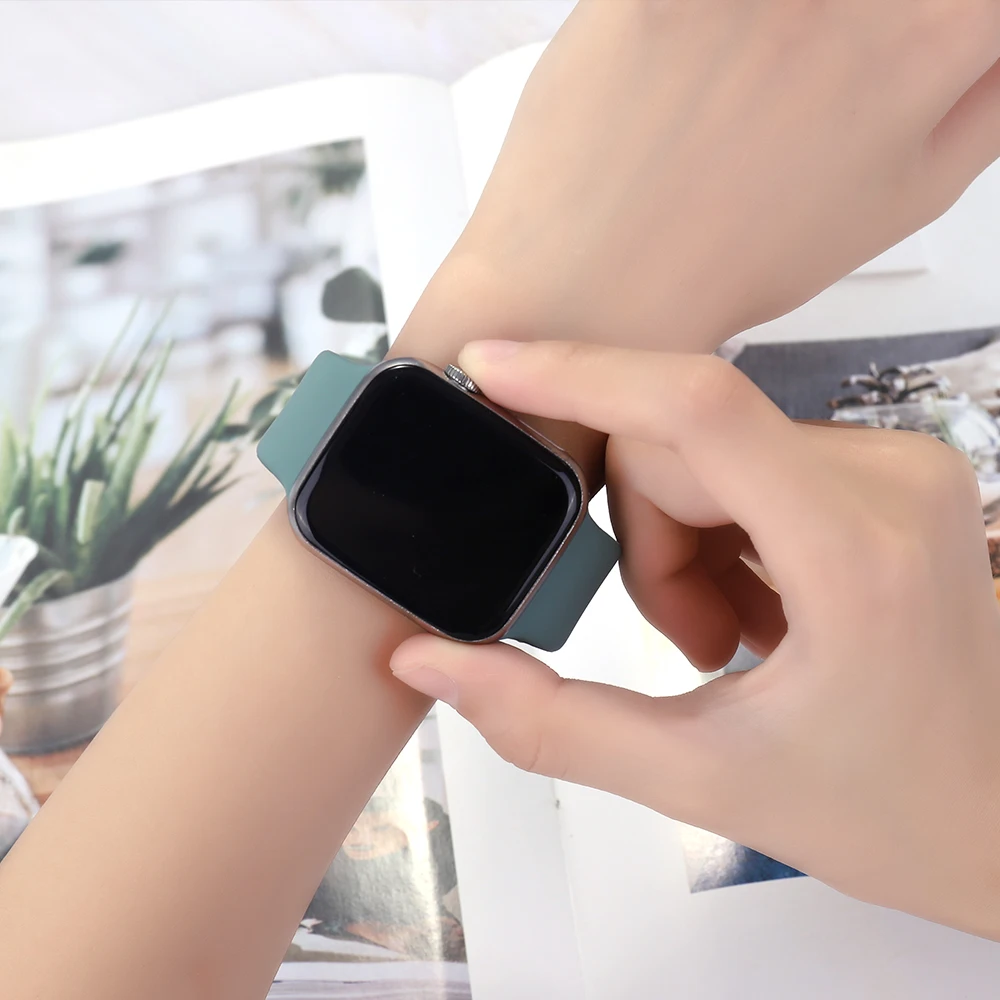 Soft Rubber Sport Band For Apple Watch SE 44mm 40mm Buckle Strap on Smart iWatch Correa Watchband Bracelet Series 65432 42mm38mm