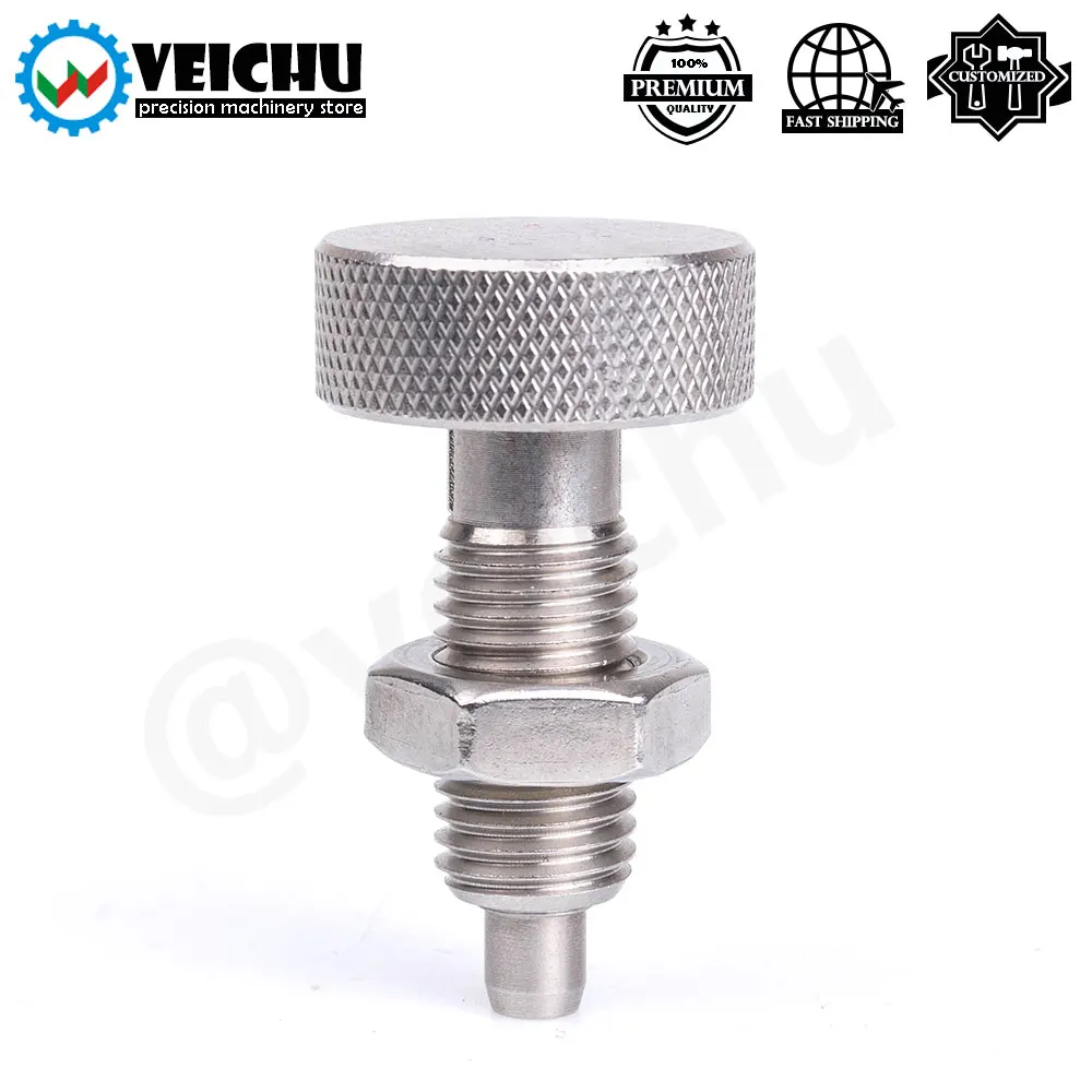 VCN230-BN M6/8/10/12/16 All Stainless Steel Spring Screw Bolts Knurled Knob Index Plungers stainless steel knurled plungers