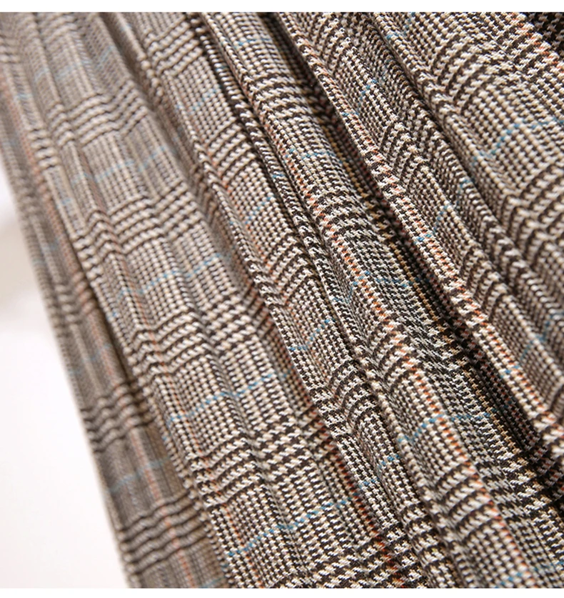 Plus Size 3XL Autumn Winter Women Wool Skirts Plaid Mid Skirts 2019 Casual Loose Ladies Office Skirts Elastic Waist Sashes (27)