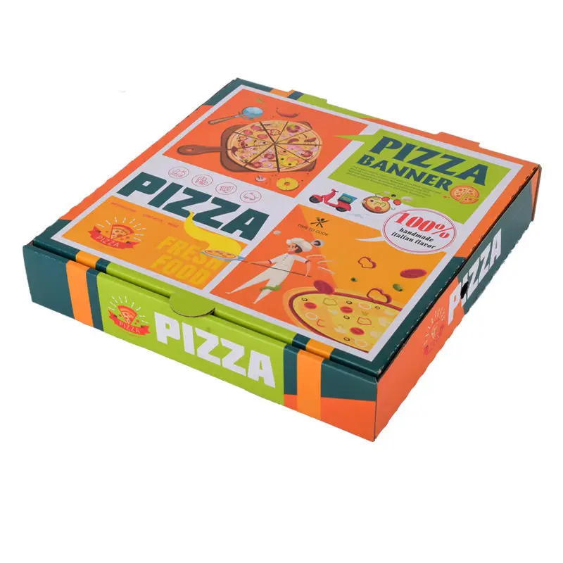 Wholesale 35 CM 9 Inch Pizza Box Package Carton Supplier Custom Design Printed Packing Bulk Cheap Pizza Boxes With Logo 5