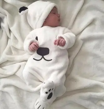 

3Pcs Newborn Infant Baby Boy Girl Fluffy Winter Warm Top Pants Outfit Clothes Set