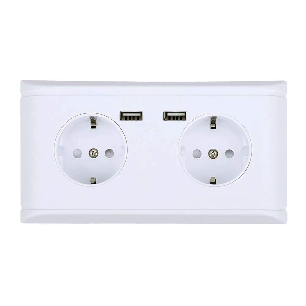 

Multi-Functional EU Plug Wall Power Outlet Socket with Dual USB Port for Phone Charging 250V
