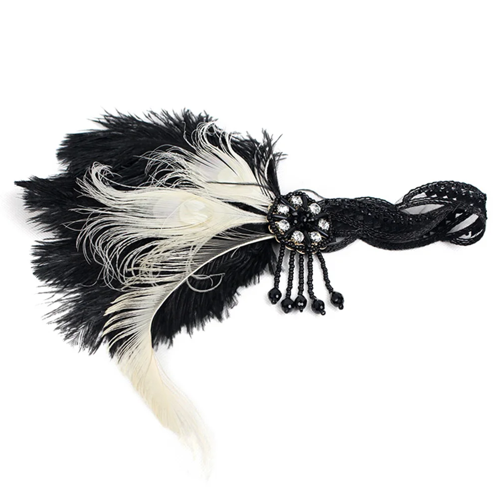 

Party Costume Accessories Feather Flapper Indian Vintage Bridal Elastic Girls Art Deco Prom 1920s Headdress Women Headband