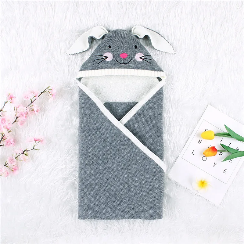 Baby stroller sleeping bag Winter Newborn Baby Warm Cartoon Knitt Swaddle Hooded Blankets Wrap Sleeping Bag baby blanket #4O22 (21)