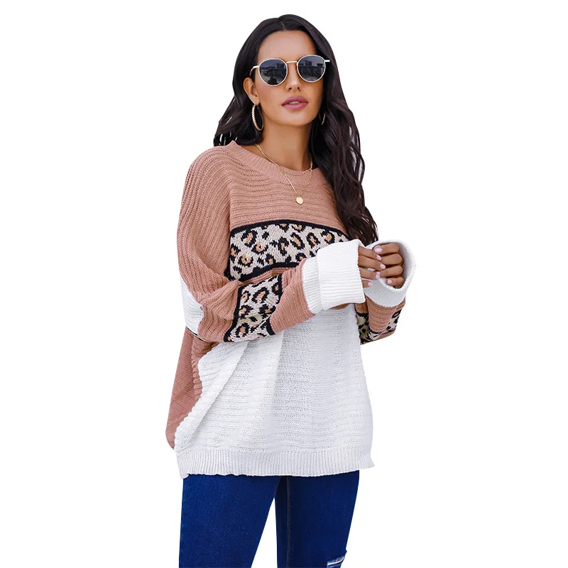 

New Autumn Winter Woman Sweaters Clothes Leopard Long Sleeve Winter Blouses Loose Round Neck Top Sweaters For Women Fashion 2020
