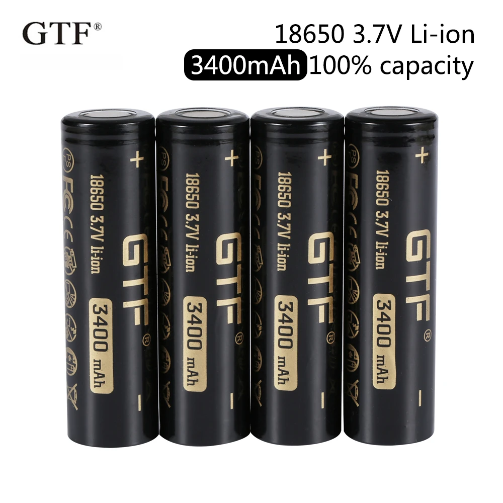 verbannen nul Numeriek 2020 New Gtf 18650 3400mah 100% Capacity 3.7v Li-ion Rechargeable Battery  For Flashlight Flat Head Batteries - Rechargeable Batteries - AliExpress