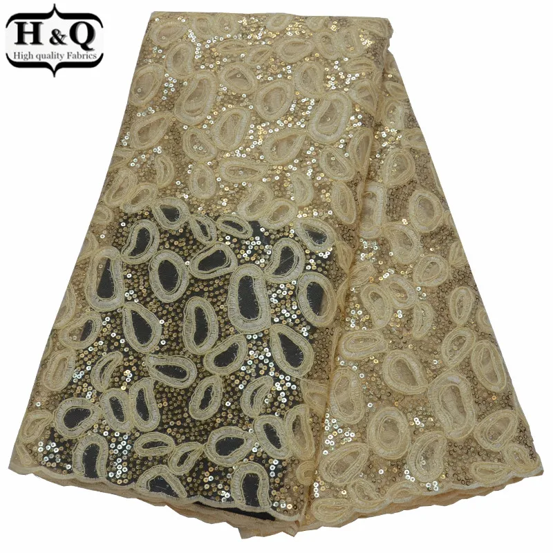 

Golden Sequins African Net Lace Fabric 2019 French Tulle Lace Fabric Embroidered Lace 5 Yards/Piece For Bling Glitter Dress