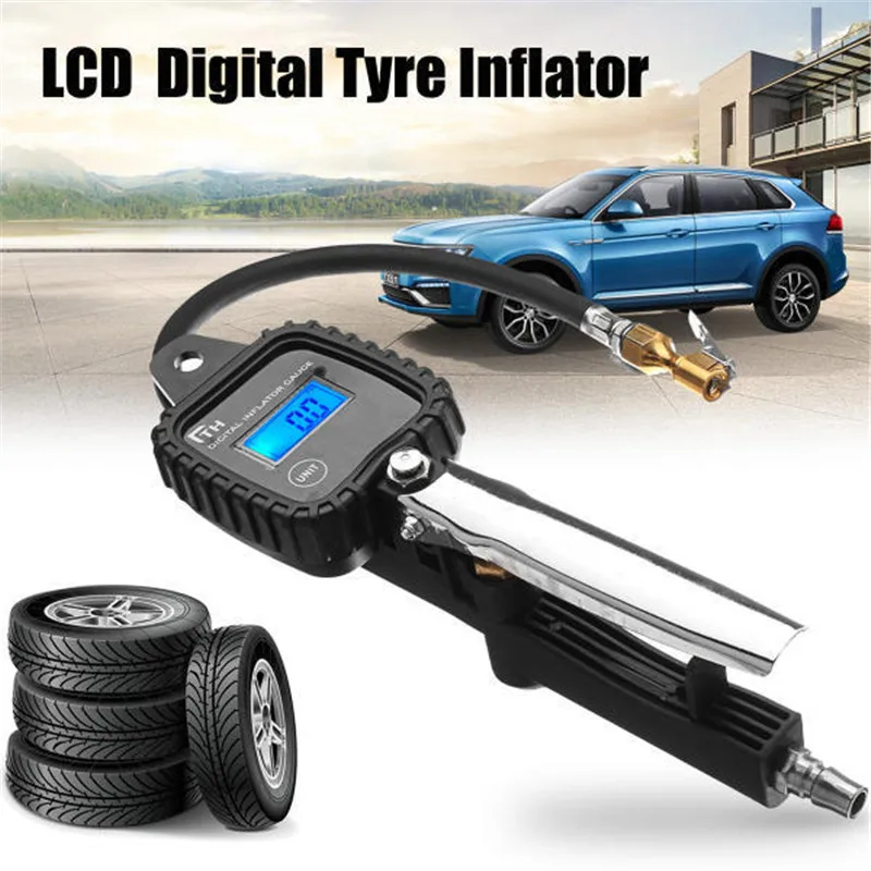 

Air Pressure Tire Gauge Precision 0.05kg/cm2 Resolution LCD Digital Display Tyre Inflator PSI Portable Car Tire Tyre Inflator