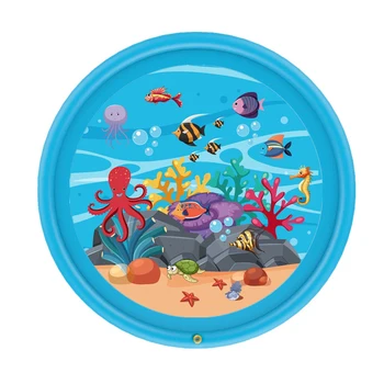 

170cm For Kids Sprinkle Splash Mat Outdoor Activities Inflatable Cartoon Summer PVC Relaxation Water Spray Pool Toy Family Party