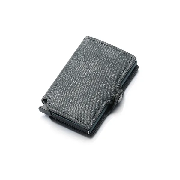 Bisi Goro, карбоновый держатель для карт, кошельки, мужской брендовый кожаный мини тонкий кошелек, сумка для денег, металлический RFID, женский тонкий маленький смарт-кошелек - Цвет: CZ28 Gray