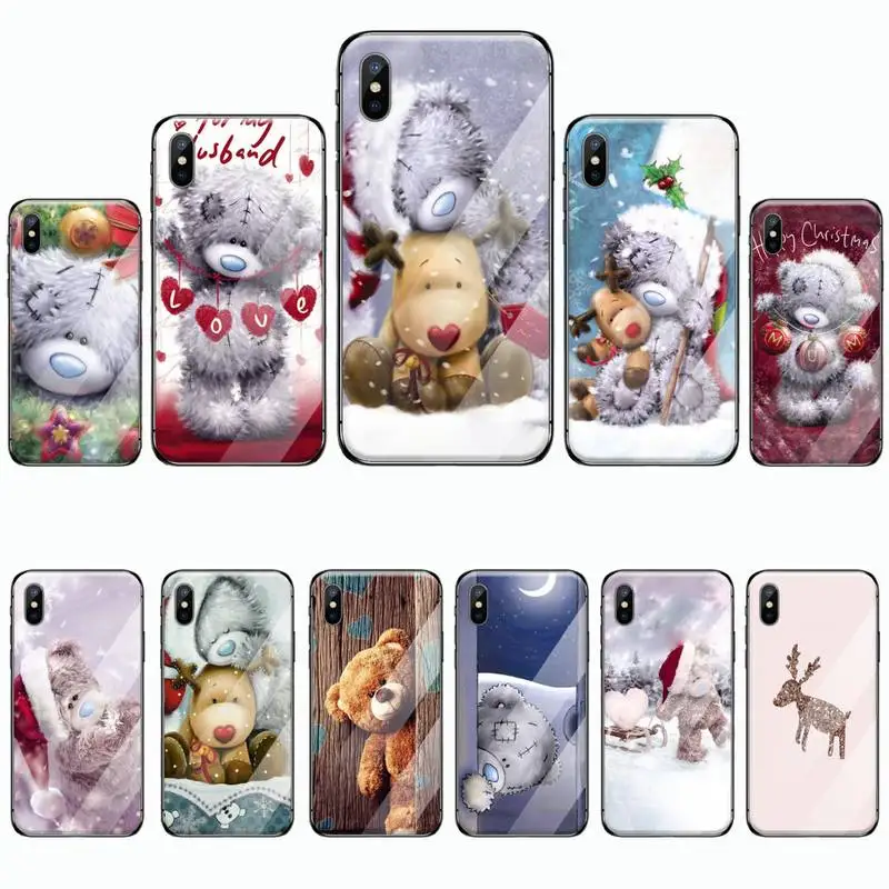 

Cute Merry Christmas Deer bear Phone Case Tempered glass For iphone 5C 6 6S 7 8 plus X XS XR 11 PRO MAX