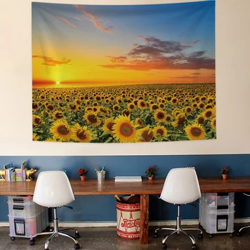 

Nordic Modern Sunflower Tapestry Window Yoga Tapestry Painting Blanket Background 3D Art Aesthetic Rustic Farmhouse Decor G5T