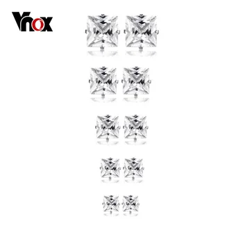

Vnox 5 Pairs Set Stainless Steel Stud Earrings for Men Women Bling Cubic Zirconia Earrings 3.5-8MM Gold Tone Option