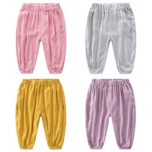 Г. Летняя Изысканная детская одежда в Корейском стиле для девочек; Детские искусственные хлопковые свободные штаны с принтом; противомоскитные штаны;