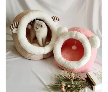 

Removable and Washable Cat Bed Semi-Closed Kennel Deep Sleep Pet Bed Cat House Cute Cat Bed House