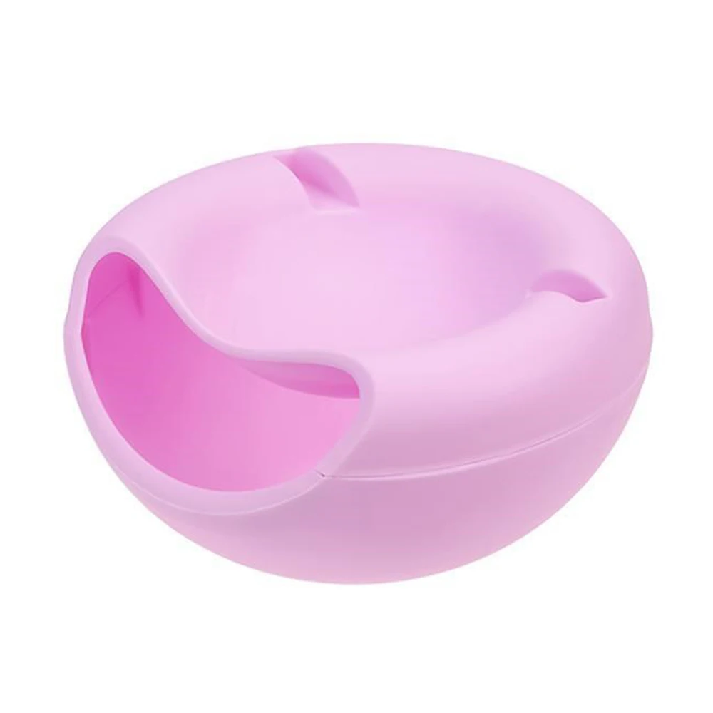 Creative Lazy Snack Bowl Plastic Double-Layer Snack Storage Box Bowl Fruit Bowl And Mobile Phone Bracket Chase Artifact 4Colors