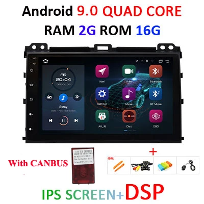 9 ''8 ядерный 4 г+ 64 г 2 din Android 9 Автомобильный мультимедийный dvd-плеер gps аудио для Toyota Prado 120 для Lexus GX470 Автомагнитола стерео obd2 - Цвет: 2G16G IPS DSP canbus