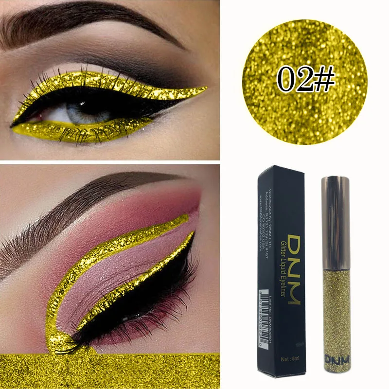 16 colors Liquid Glitter Eyeliner Long Lasting Diamond Eyeliner Cosmetic Waterproof Eyeshadow Shimmer Sparkling Makeup TSLM1 - Цвет: 02