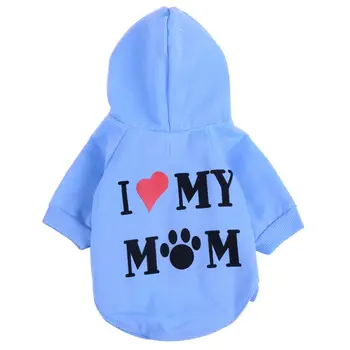 

Multi-Color Pet Cotton Warm Comfortable Hoodies I Love My Mum Design Dog Clothes For Small Medium And Large dog
