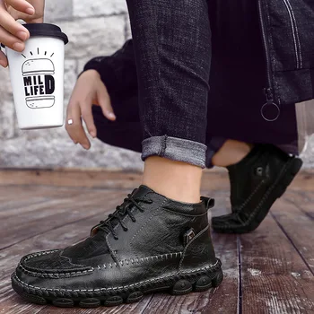 

2020 new winter breathable handmade shoes Doudou men's shoes leather men's casual shoes leather shoes Korean version of shoes