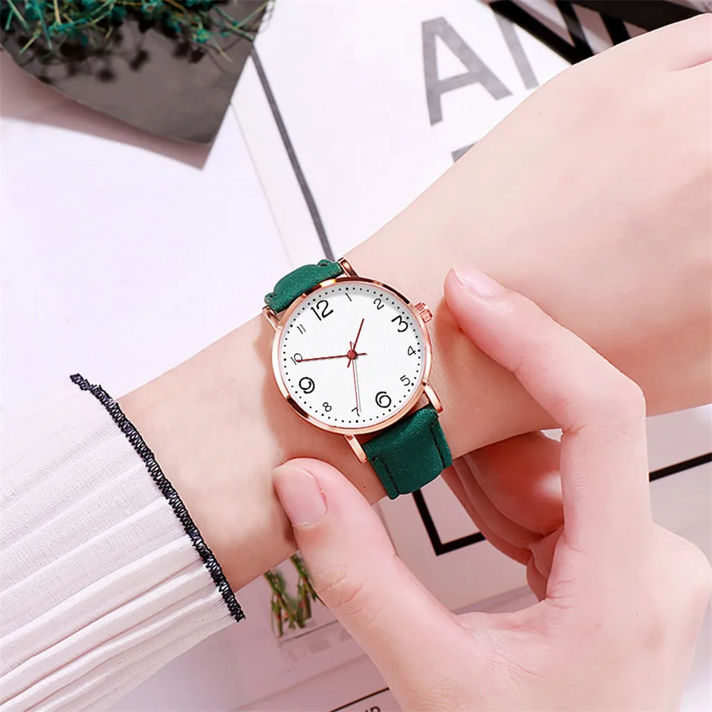 

Hot Sell Women's Leather Strap Quartz Watch Ladies Fashion Dress Watch Ladies Quartz Wristwatch Clock Gift Relogio Feminino#W