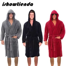 Модный повседневный мужской фланелевый Халат с v-образным вырезом и длинным рукавом, мужской и женский халат, плюшевая шаль, кимоно, теплый мужской халат, пальто